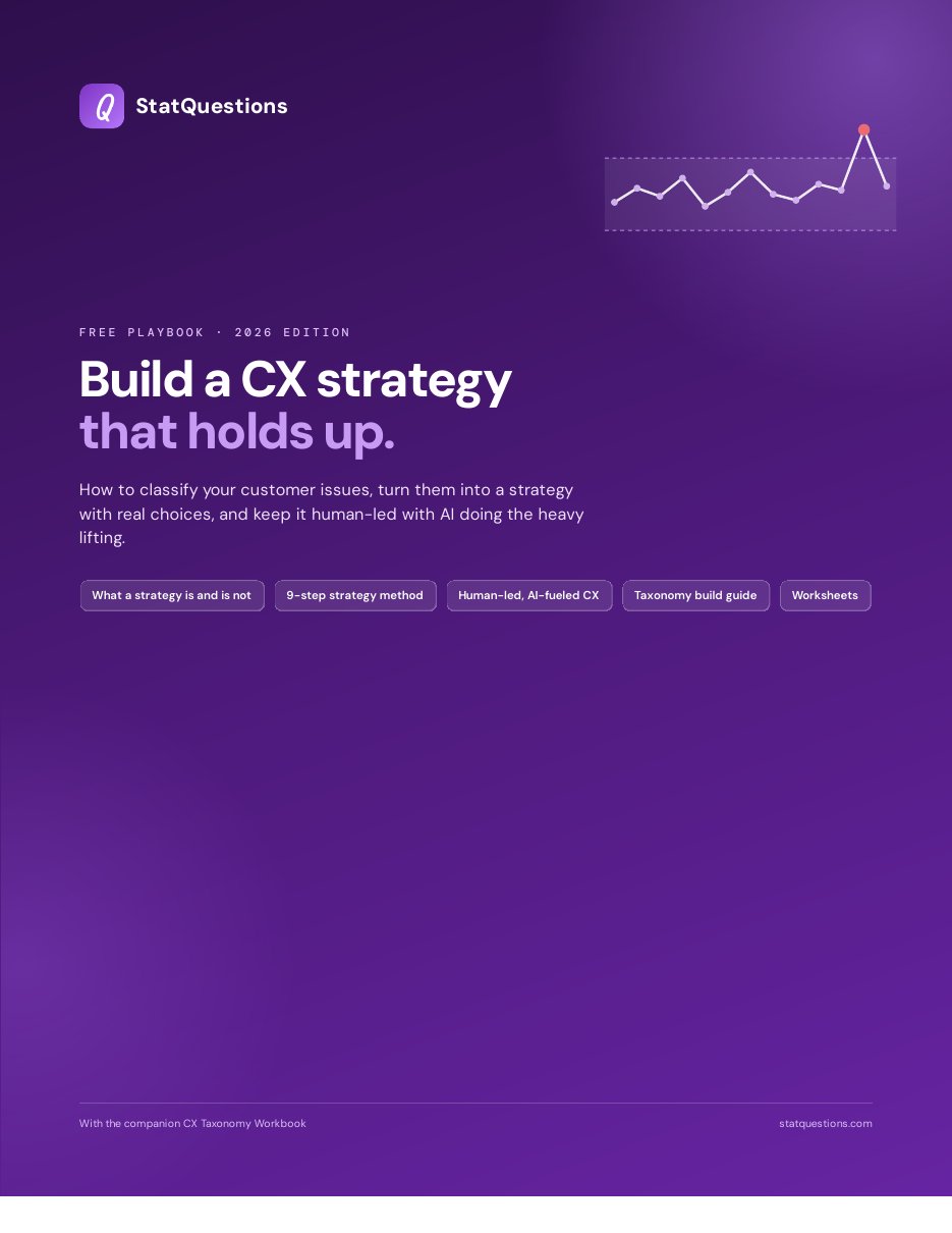 Cover of the StatQuestions CX Strategy Playbook